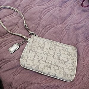 Coach Metallic Silver Wristlet